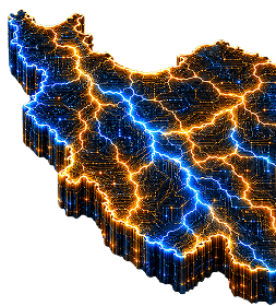 نقشه ایران با نماد شبکه انرژی خورشیدی